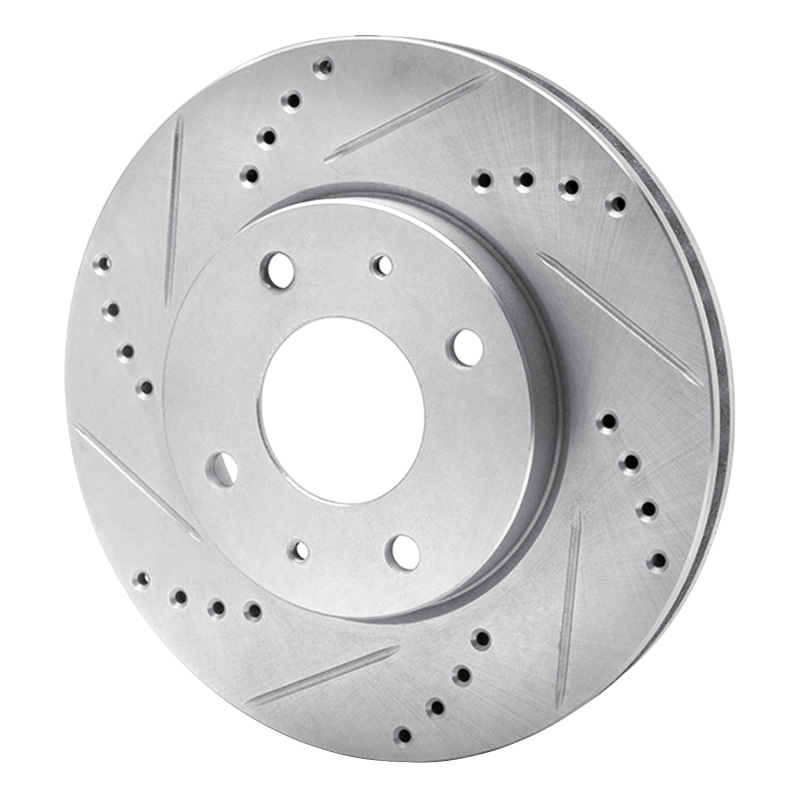 Mitsubishi Lancer Brake Rotor (1) - Front Left - R1 Concepts - Drilled & Slotted - Silver - 2004
